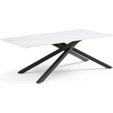 Table basse 120x60 cm céramique blanc marbré pied torsadé - NEVADA 05 (1/5)