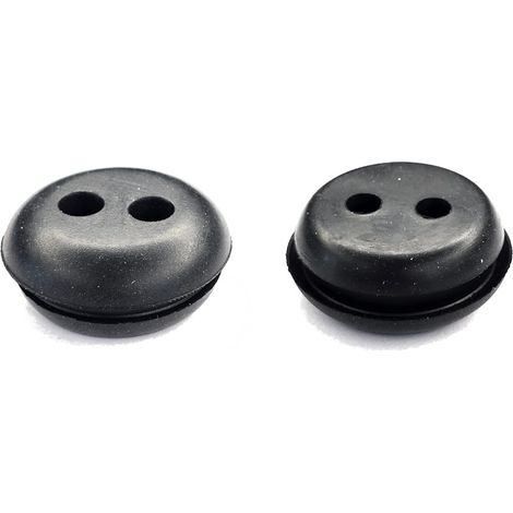 2x Passe cloison universel pour durite passage Ø5mm en caoutchouc noir Gaine Câble Tuyau Flexible Tondeuse Tracteur Débroussailleuse Bouchon Carburant, Ø21.5mm 2 trous
