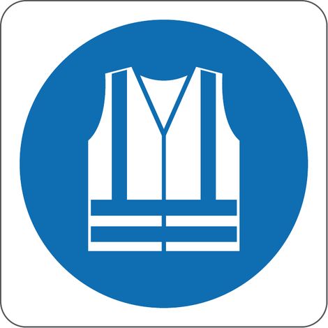 Panneau gilet haute visibilité obligatoire ISO 7010 M015 - Taille: 200200mm - Materiel: PVC