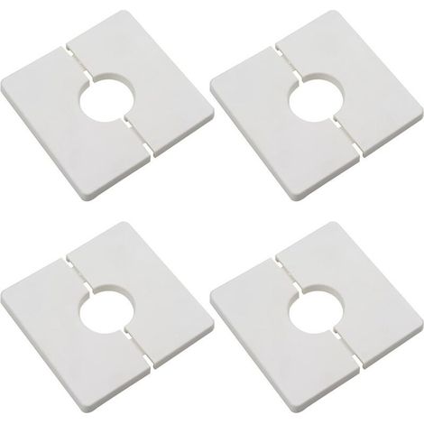 4pcs Wall Split Flange, ABS Plastic Square Cover with Diameter 28mm, Wall Water Pipe Cover, White, White (1/5)