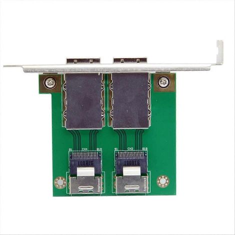 Adaptateur Mini SAS SFF-8088 2 ports vers SAS 36 broches SFF-8087 pour carte PCBA femelle avec équerre PCI. (1/5)