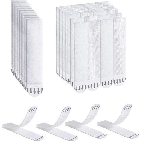 Ruban adhésif pour accrocher des photos, 32 paires (64 bandes), languettes de fixation sans perçage pour cadres, bandes autocollantes (grand format) (1/5)