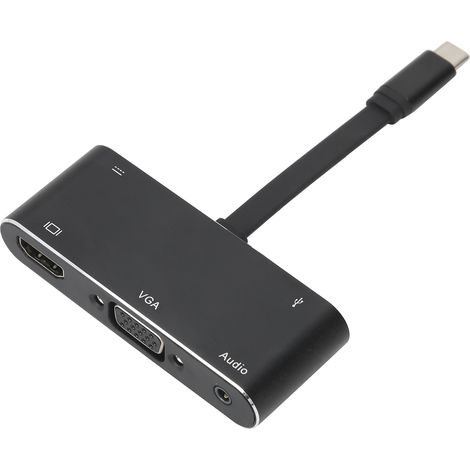 Convertisseur USB-C vers HDMI/VGA, câble audio, adaptateur en alliage d'aluminium, fournitures électroniques (1/5)