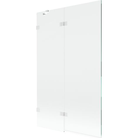 Paroi de baignoire 2 volets gauche Mexen Lunar 110 x 150 cm, transparent, blanc - 897-110-100-20-00-L (1/5)