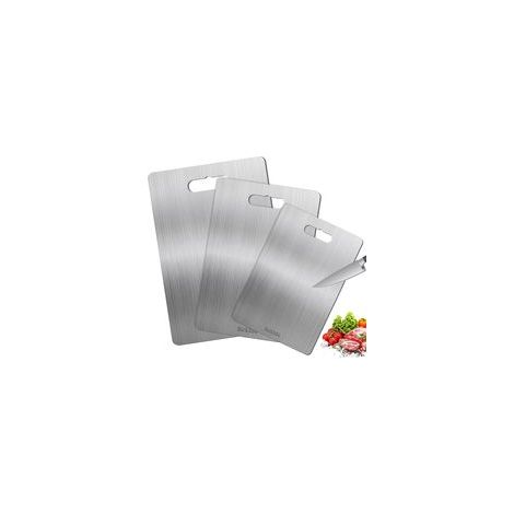 3pcs Planche À Découper En Acier Inoxydable, Planche À Découper En Titane, Planche À Découper En Métal Épais Planche À Découper Double Face Pour Cuisine, Fruits, Légumes, Viande (1/5)