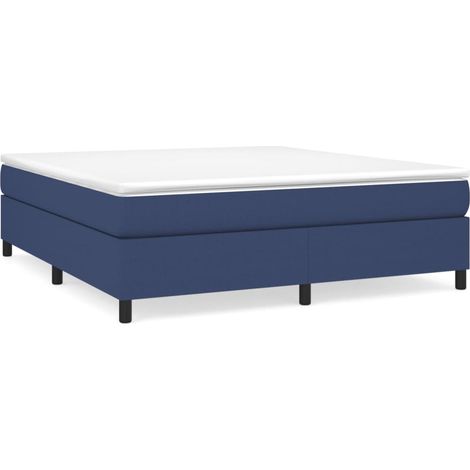 Lit double  Lit adulte  Sommier à lattes de lit avec matelas Bleu 160x200 cm Tissu