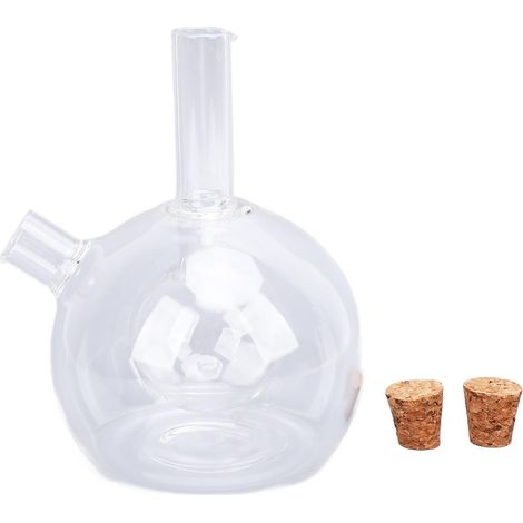 Distributeur d'huile d'olive et de vinaigre 2 en 1, récipient de bouteille de Cruet à Double bec verseur en verre pour le Style de cuisine. (1/5)