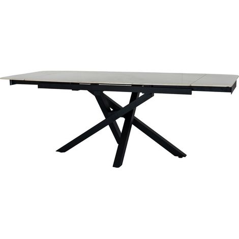 Romanby Stone Extending Dining Table - Metal - L90 x W210 x H76 cm - White