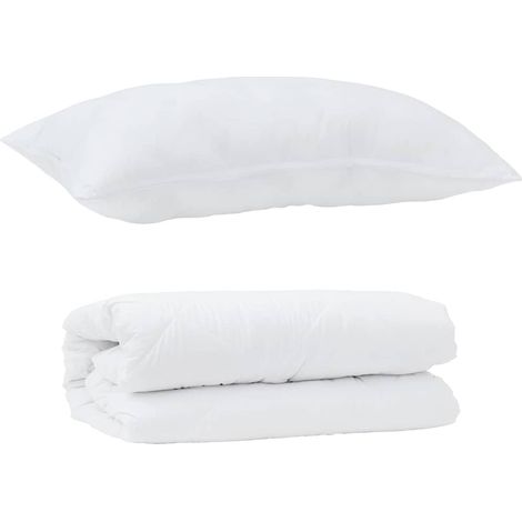 Ensemble de Duvet avec oreiller 2 pcs,Couette Blanc Microfibre CFW41319 (1/5)