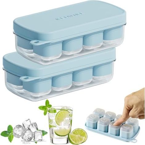 Bac A Glacons Avec Couvercle, 16 grands glaçons, Glacons Moule Silicone Facile A Demouler, Rapide Bac Glacon Automatique Bebe Silicone Sans Bpa Carré Cocktail Whisky Fermé Boîte (2.8x2.1x2.1cm) (1/5)