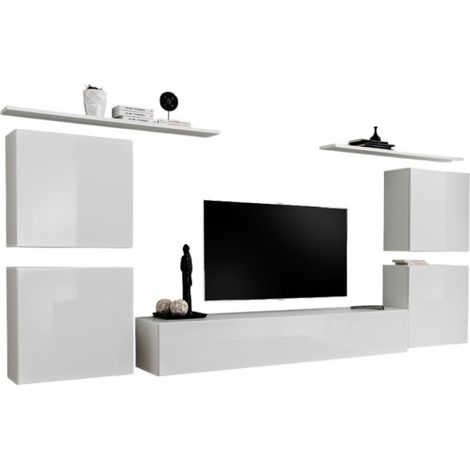 Conjunto de muebles de salón SWITCH IV diseño, color blanco brillante.