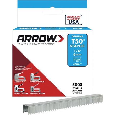 Arrow A504IP T50 Staples 6mm (1/4in) (Bulk Pack 5000) ARRT5014IP (1/3)