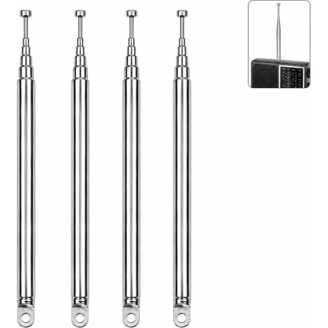 4-Piece Telescopic FM/DAB Antenna, 7-Section 74cm Retractable Replacement Radio Antenna for Portable Radio, HiFi Tuner, Audio Receiver, Stereo System, Indoor DTT Antenna, Aerial Radio (1/5)
