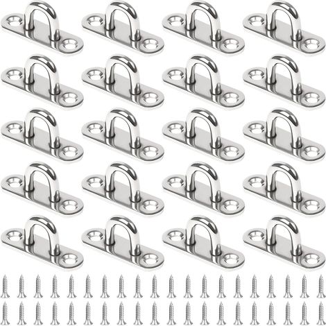 20 Pièces Plaques à Œil en Acier Inoxydable, Plaque Oeillet Acier Inoxydable M5 avec 40 Vis pour Objets Suspendus, Accessoires de Bateau (1/5)