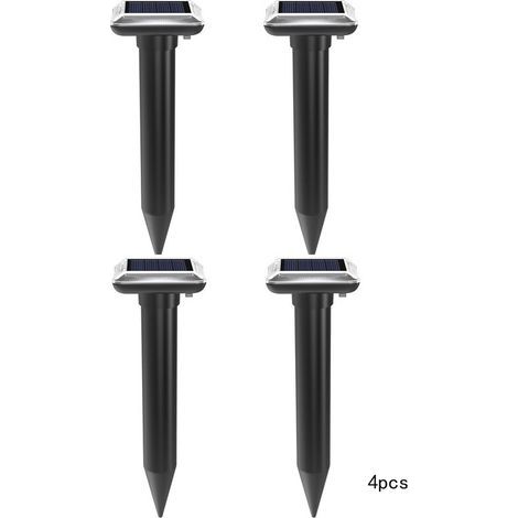 Set mit 4 Ultraschall-Schlangenabwehrgeräten, Solar-Rattenabwehrgerät, Ultraschall-Schlangenabwehrgerät für den Außenbereich, Schwarz (1/5)