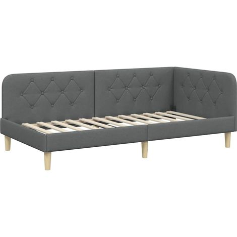 Corner Bed Frame Dark Grey 100 x 200 cm Fabric vidaXL