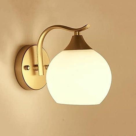Lampe murale de globe intérieur, corps de lampe de fer galvanoplié avec ampliches sphériques Lampes d'arcshade, couloirs de couloir minimaliste nordique d'entrée de la salle de bain (E27Socket) (1/5)