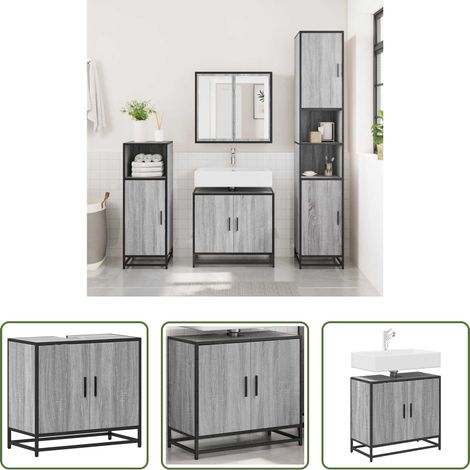 vidaXL Holzwerkstoff -  Waschbeckenunterschrank Grau Sonoma 65x33x60 cm Holzwerkstoff (1/5)