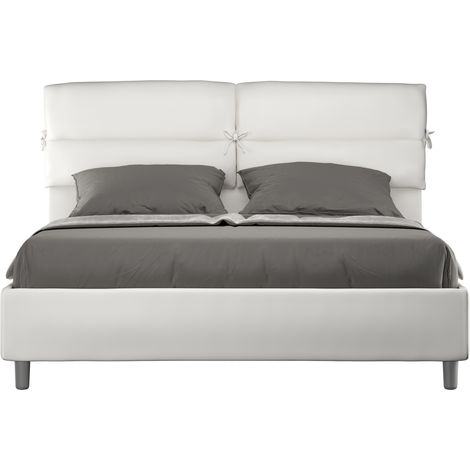 Cama doble container 160x190 con cojines capitoné acolchados Nandy Color: Blanco (1/4)