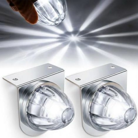 Feu de position latéral à LED en forme d'étoile, style pastèque (blanc), avec support, contour de camion et feu de gabarit (2 pièces) (1/5)