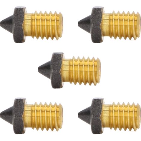 5-teilige 3D-Druckdüse aus Messing-PTFE, Hochleistungsersatz, 1,75 mm Filament, 0,6 mm Öffnung, Heißdüse mit hohem Durchfluss. (1/5)