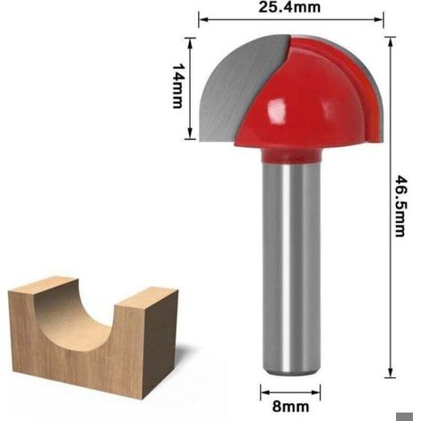 Fraise A Fond Rond - Diametre De Coupe 12 16 19 22 25 4 Mm - Tige 8 Mm - Pour Defonceuse Cnc Et Portative - Lot De 5 (1/4)