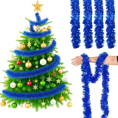 Youyijia 32.8ft Christmas Tinsel Garland  Thick Metallic Foil Decoration for Xmas Tree, Fireplace, Stair Railing, Party, Holiday Décor (Blue) (1/5)
