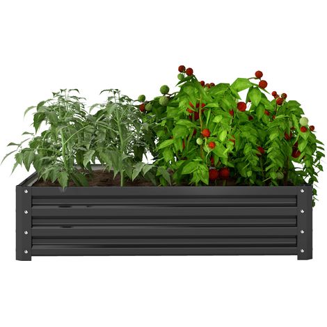 Carré potager jardin acier galvanisée 120 x 120 x 30 cm gris (1/5)