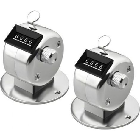 Silver Metal Hand Tally Counter Mechanical Palm Clicker 4-Digit Hand Held Tally Counter Supplies for Sports Coach (2 Pieces)