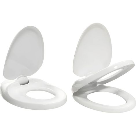 Sedile wc copri water tavoletta vaso universale bianco polipropilene pp baby family sistema soft closing bagno pezzi 1 (1/5)