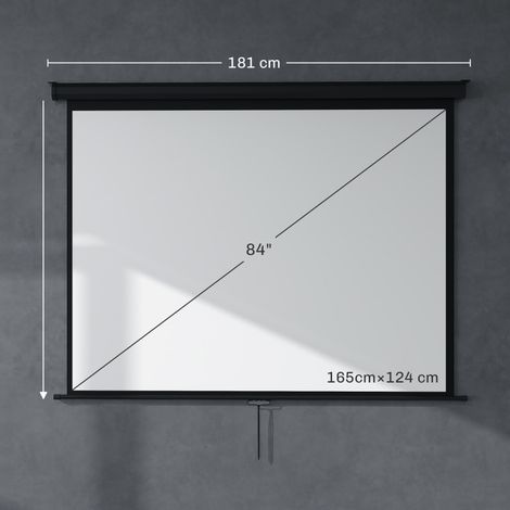 Écran de projection 171x128cm (84 pouces) 4:3, toile en plastique, cadre métallique, vidéoprojecteur, cinéma maison, HD 4K, salle de visionnage (1/5)
