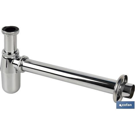 Verchromter Flaschensiphon-Auslass Ø32-40 330 mm und Anschluss 1 1/4