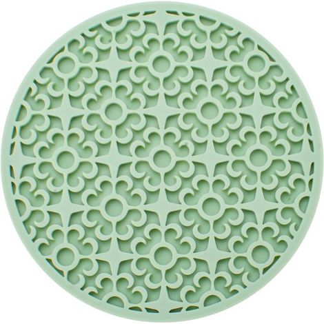 Posavasos redondos de silicona con estampado de asfalto,posavasos estampados de 10 cm,verde gema,10 unidades (1/2)