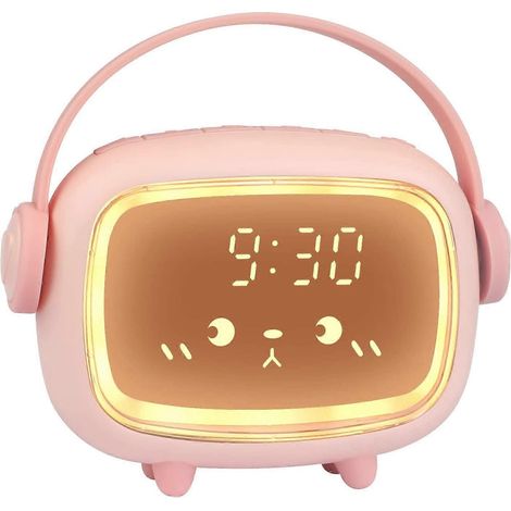 Réveil numérique mignon avec veilleuse, compte à rebours, fonction snooze, commande vocale et chargeur intégré (2024 Ping). (1/5)