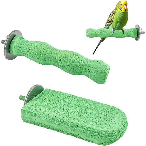 Pierres à aiguiser pour bec d'oiseaux, perchoir pour perroquets, jouets à mâcher antidérapants pour couper les griffes des calopsittes, perruches ondulées, conures, perruches et autres perroquets de p (1/5)