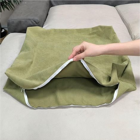 Housse de Coussin Lavable Vert Matcha avec Fermeture Éclair 60 × 50 × 10 cm, 1 Pièce pour Canapé Salon Chambre, Garniture Non Incluse