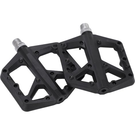 paire de pédales de vélo antidérapantes en fibre de nylon, plates, pour vélo de route et VTT, noires