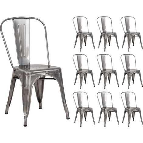 Pack 10 Sillas Apilables Industriales de Acero 45x45x85cm Thinia Home (1/5)