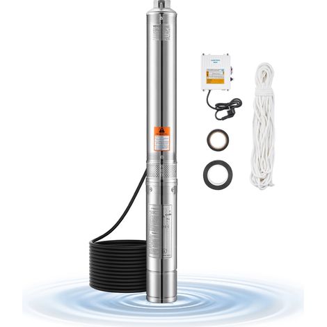 Pompe immergée pour puits profond, 1100 W puissance d'entrée, pompe à eau en acier inox, débit 65 L/min, hauteur de 85 m, avec cordon 20 m, boîtier de commande externe, IP68, pour maison, irrigation i (1/5)