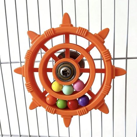 Toupie à perles colorées pour perroquet (gouvernail) : conçue pour soulager le stress et se divertir, adaptée pour inséparables et conures, décoration de cage à oiseaux, perles de couleur orange (1/4)
