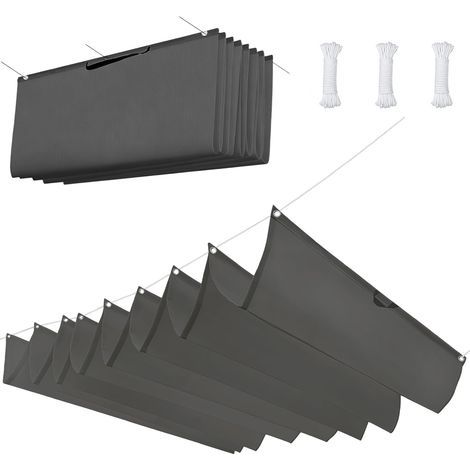 Rétractable Vague Toile-Ombrage 1x2 m Imperméable, Rectangulaire, Protection UV Solaire, Indéchirable, Pergola de Rechange, avec Œillets, Corde pour Patio Extérieur, Gris Foncé (1/5)