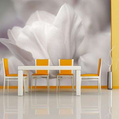 Papier peint tulipe photo noir et blanc - 300 x 230 cm