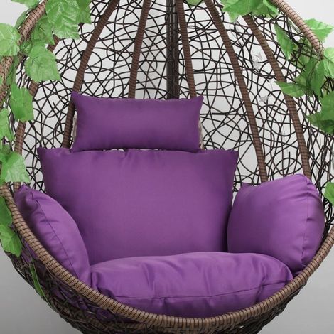 Coussin de rechange XXL pour fauteuil suspendu, assise et dossier, housse déhoussable et lavable, polyester, coloris violet, version imperméable