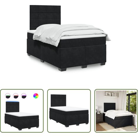 Matelas à ressorts ensachés - Sommier à lattes de lit avec matelas noir 120x190 cm velours (1/5)
