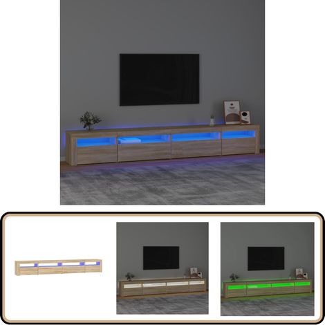 Meuble TV avec lumières LED Chêne sonoma 270x35x40 cm - Meuble Tv - Meuble Tv Led - Meuble Tv Avec Étagères - Meuble Tv Design - Meuble Tv Moderne (1/5)