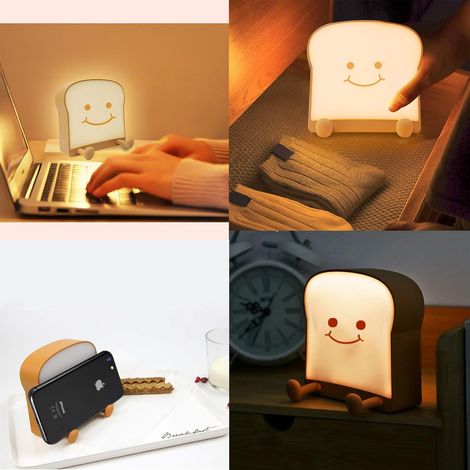 1er-Pack Toast-Nachtlicht, sanfte LED-Toastlampe mit niedlichem Alwa-Effekt