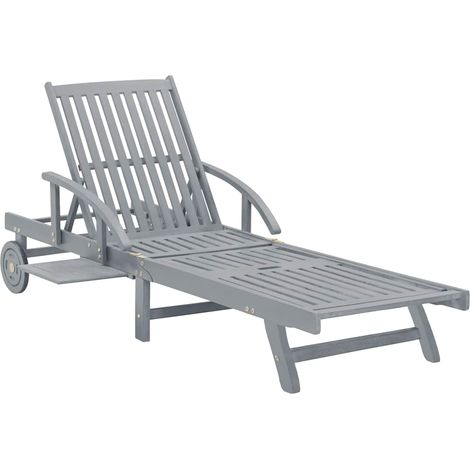 Sunlounger  Grey  Solid acacia wood  Extra Long vidaXL (1/5)