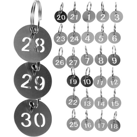 Étiquettes rondes numérotées en acier inoxydable, 30 pièces (1/5)