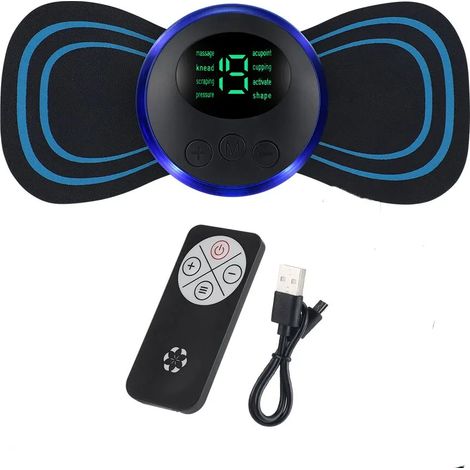Elektrisches EMS-Nackenmassagegerät mit LCD-Bildschirm, 8 Modi, Nackenmassagepflaster, pulsierender Muskelstimulator, tragbar, Schmerzlinderung 06561-AquaForge