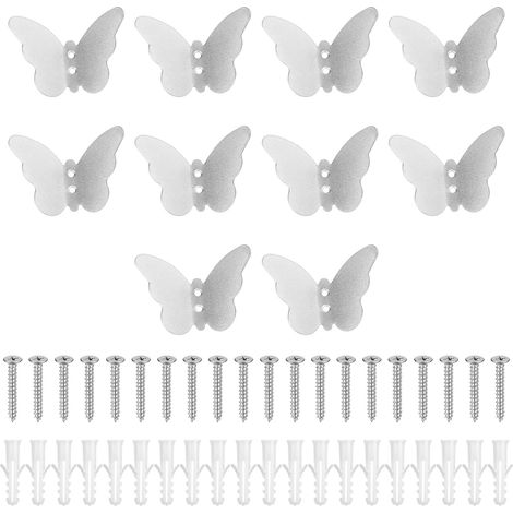 10 Pcs Patere Murale, Porte Manteau Mural, Crochet Porte Manteau, Patères Crochets Papillon Créatifs, Patere Porte Manteaus pour Manteaux Serviettes, Décoration de Salle de Bain Chambre Argent (1/5)